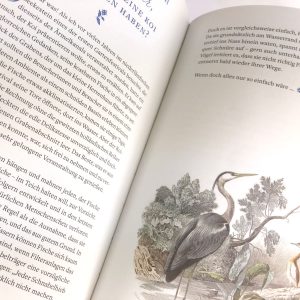 Reiher auf Buchseite: Wie kommt die Laus aufs Blatt