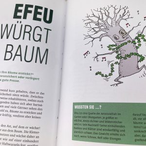 Buchseite aus "Efeu erwürgt Baum": Zeichnung eines Baumes mit Efeu